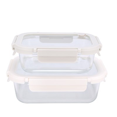 Borosilicate glasfoodopbevaring med låse låg